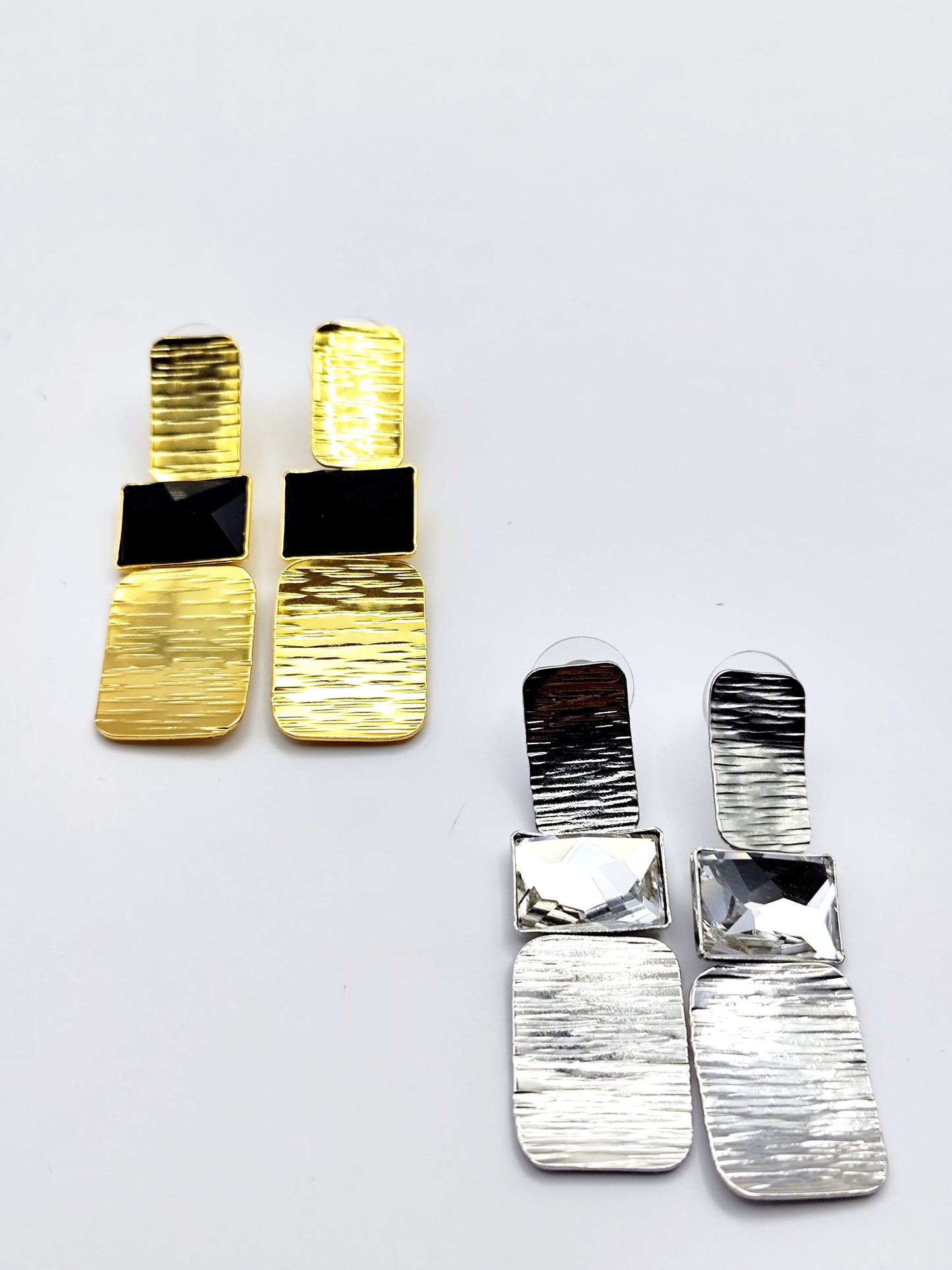 Persephone earrings Greek hammered jewelry 18K gold or silver plated with crystal