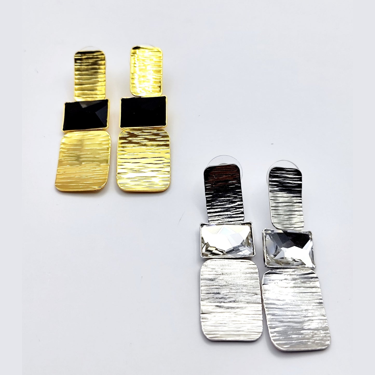 Persephone earrings Greek hammered jewelry 18K gold or silver plated with crystal