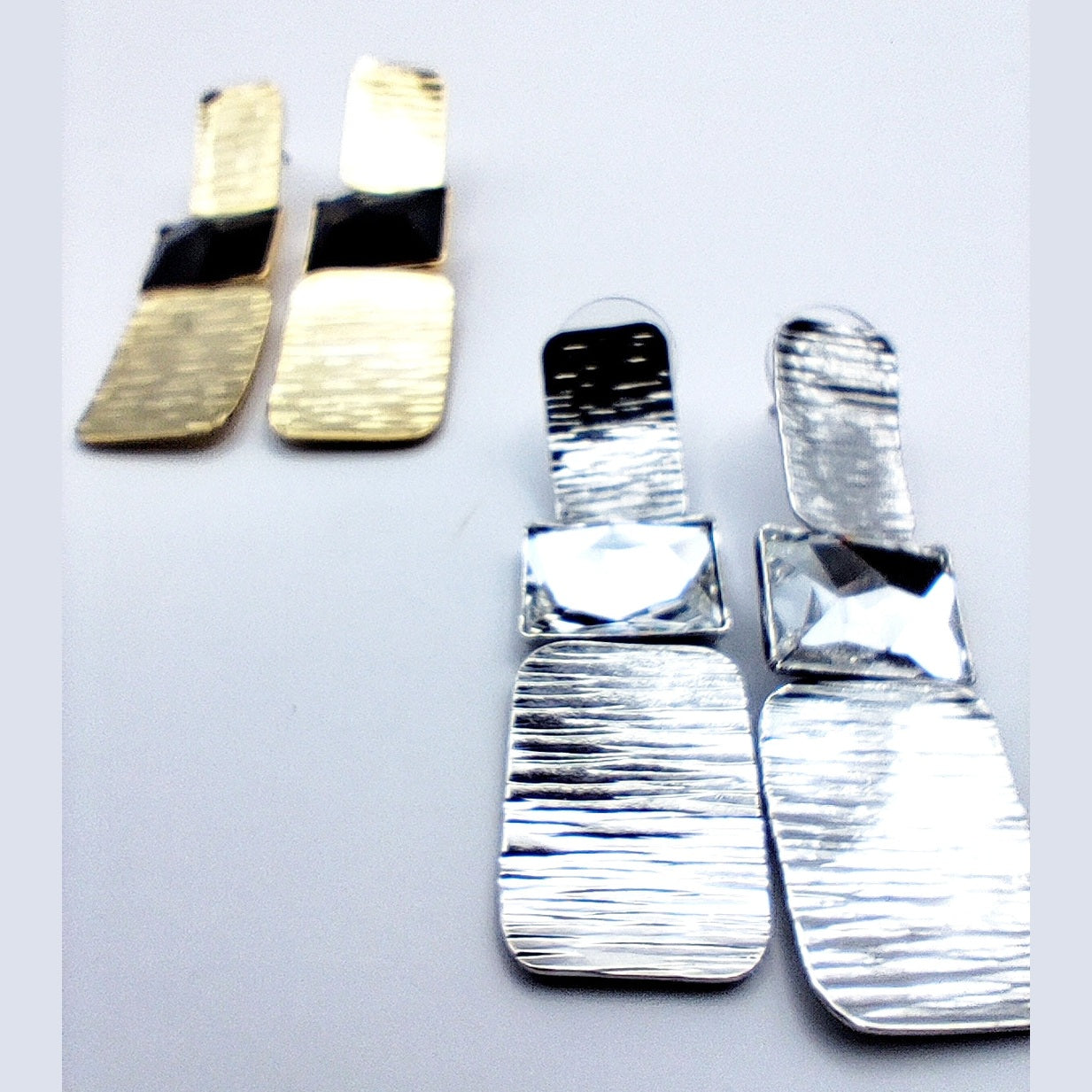 Persephone earrings Greek hammered jewelry 18K gold or silver plated with crystal