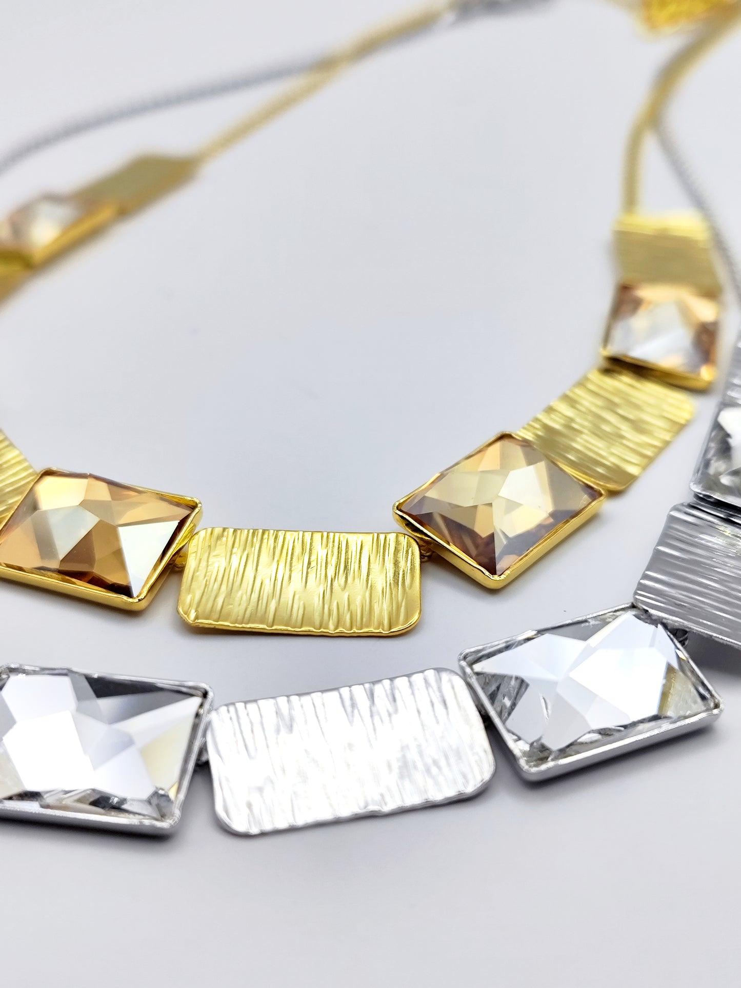 Ariadne necklace Greek hammered jewelry 18K gold or silver plated with crystal