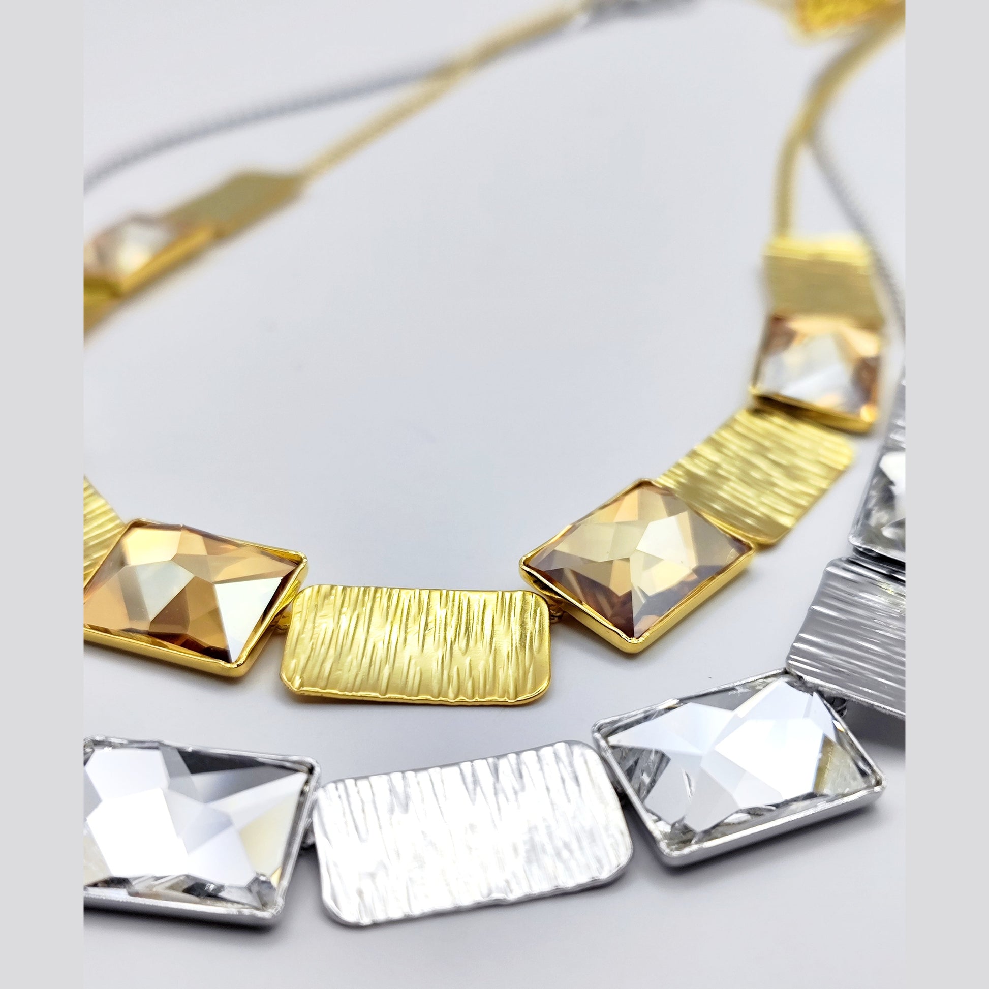 Ariadne necklace Greek hammered jewelry 18K gold or silver plated with crystal