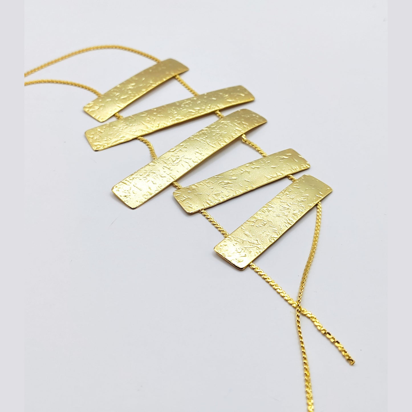 Meteora necklace Greek hammered jewelry 18K gold or silver plated with vertical hammered bars