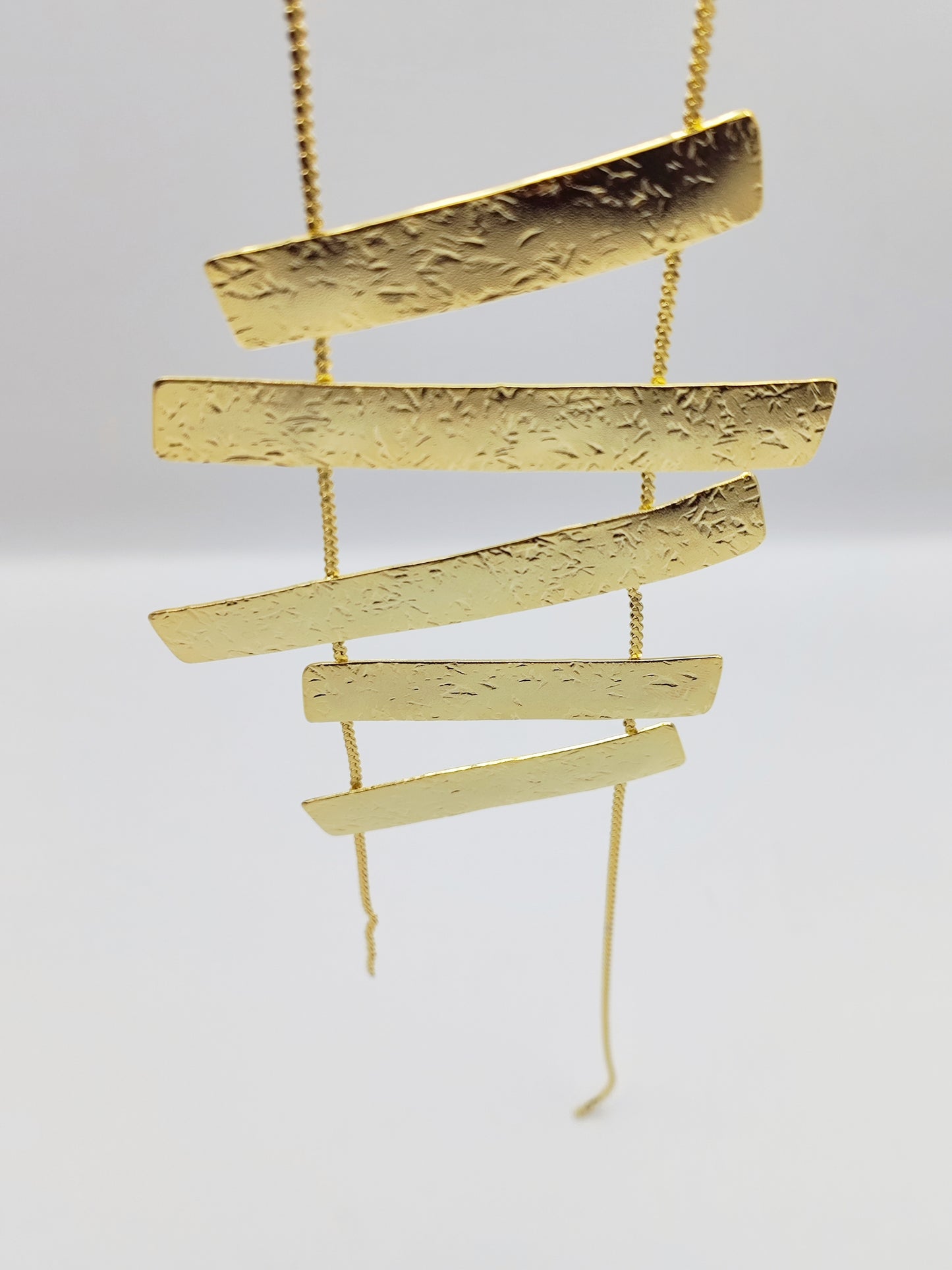 Meteora necklace Greek hammered jewelry 18K gold or silver plated with vertical hammered bars