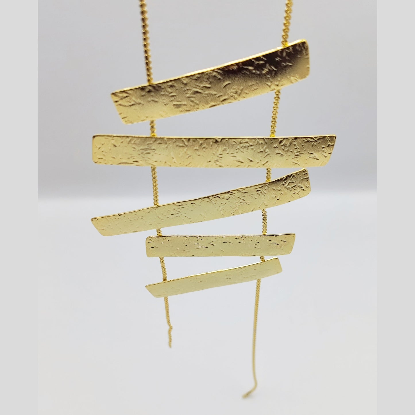Meteora necklace Greek hammered jewelry 18K gold or silver plated with vertical hammered bars