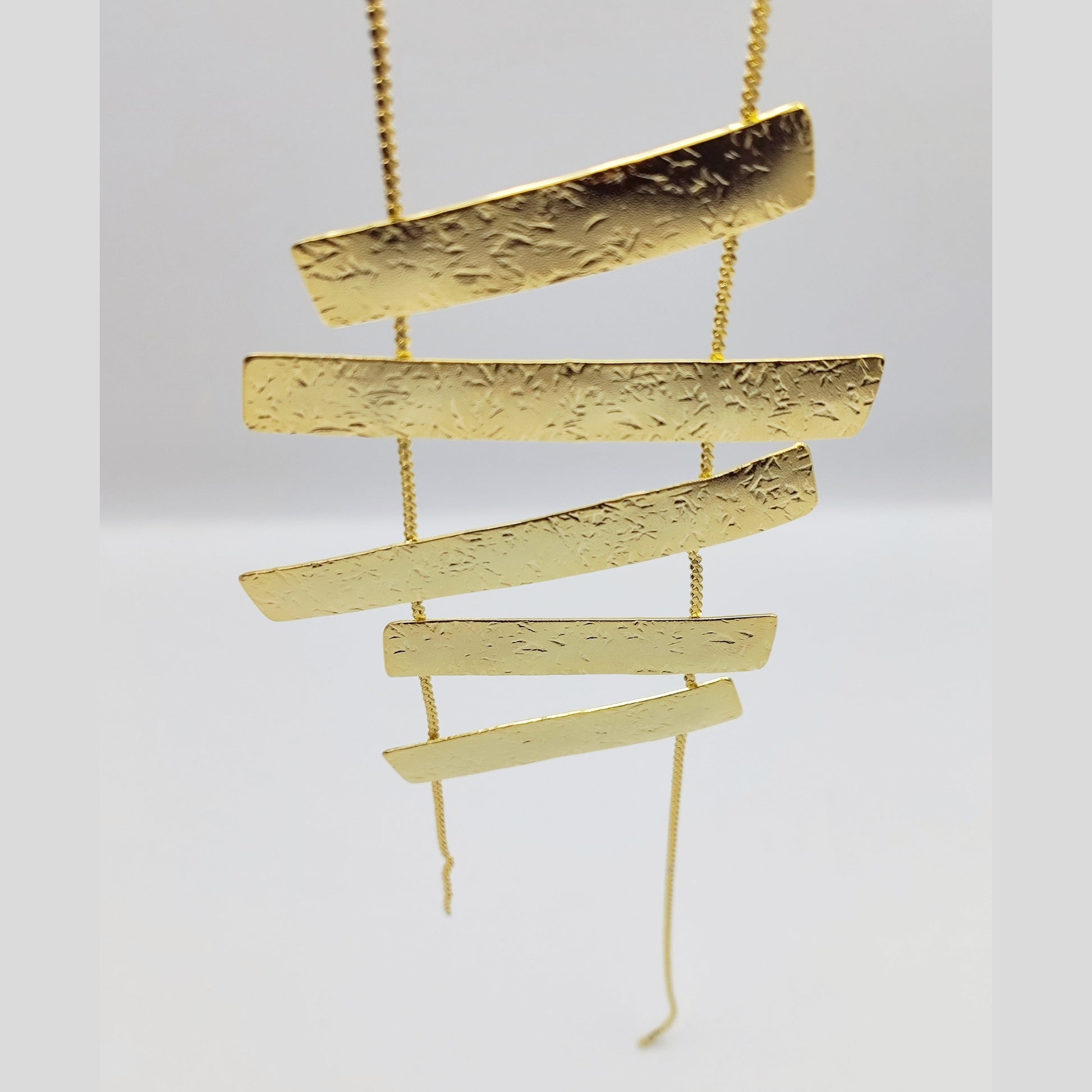 Meteora necklace Greek hammered jewelry 18K gold or silver plated with vertical hammered bars