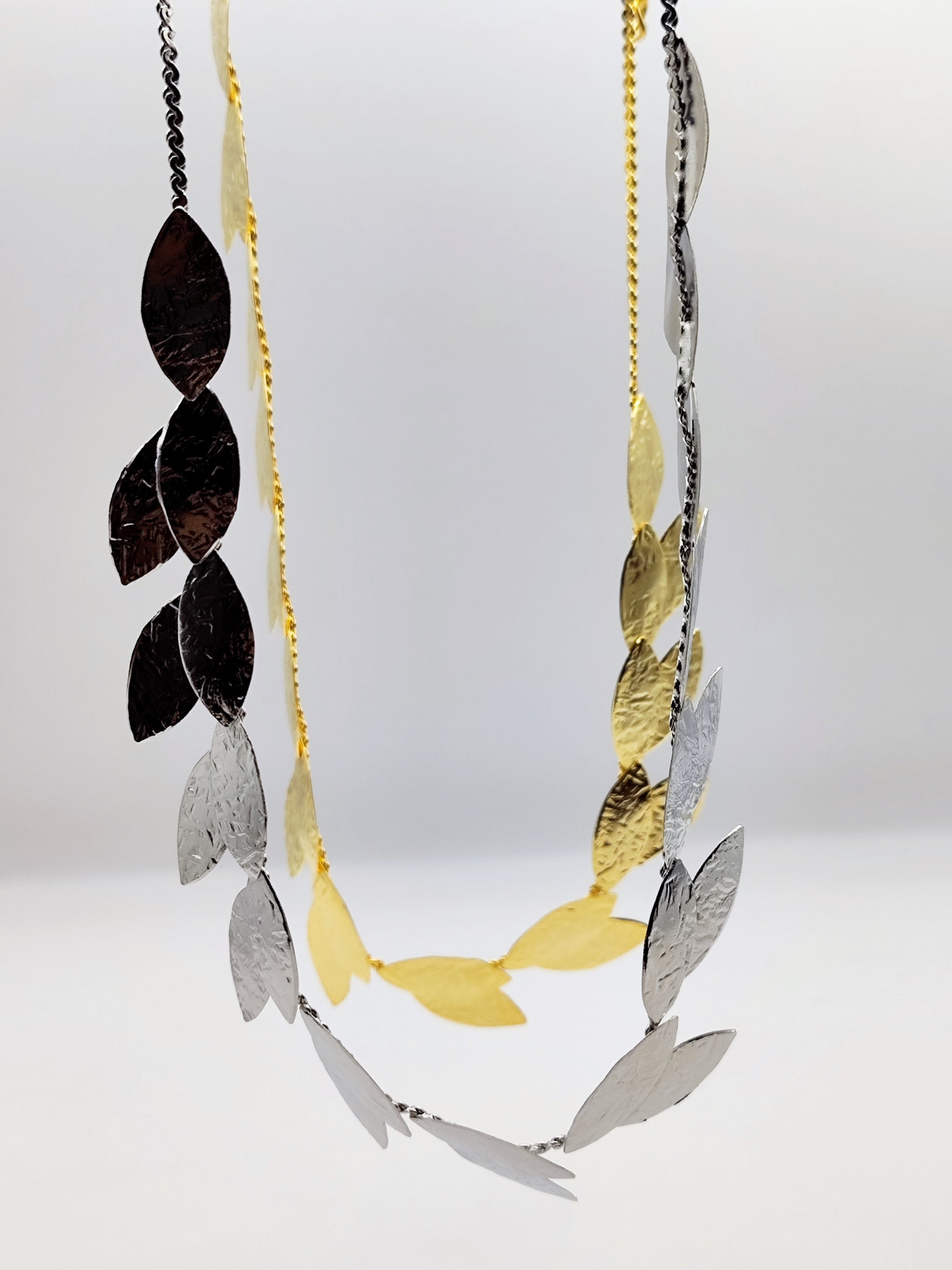 Daphne necklace Greek hammered jewelry 18K gold or silver plated leaf design
