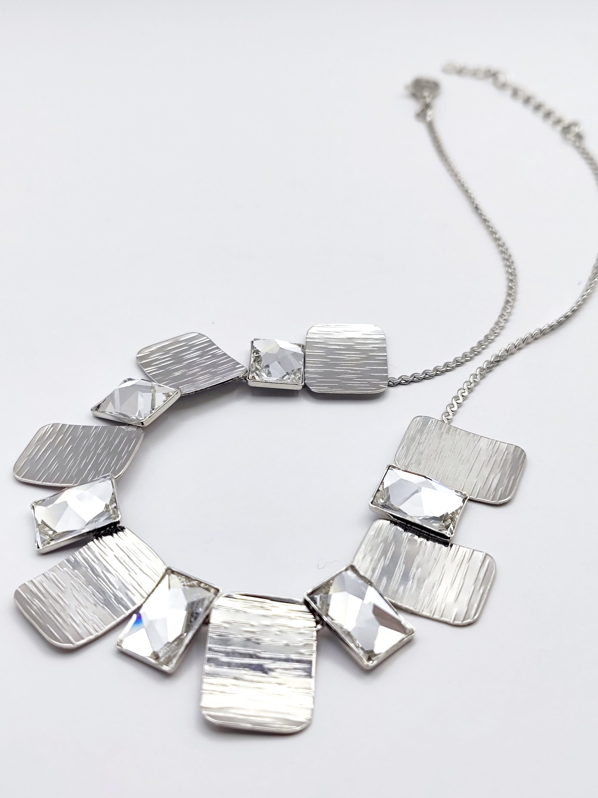 Crete Necklace – Greek hammered jewelry – 18K gold or silver plated with Swarovski crystals