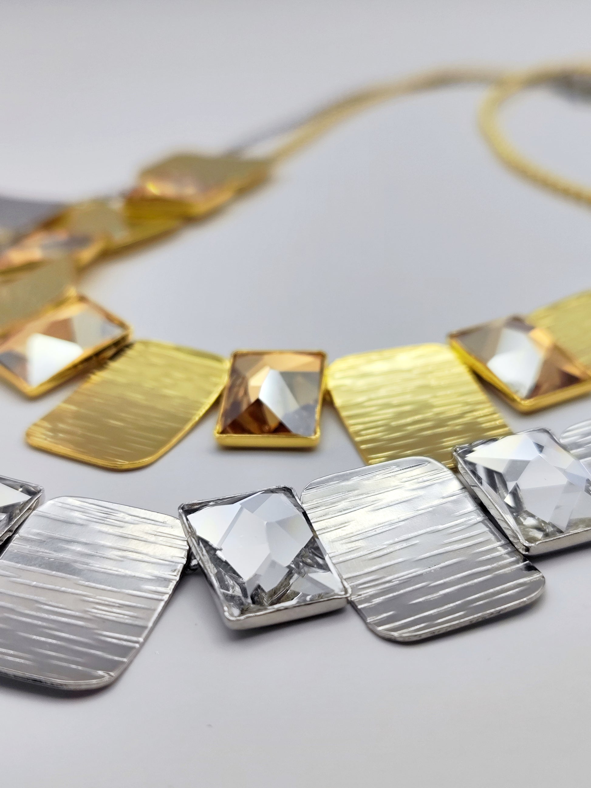Crete Necklace – Greek hammered jewelry – 18K gold or silver plated with Swarovski crystals
