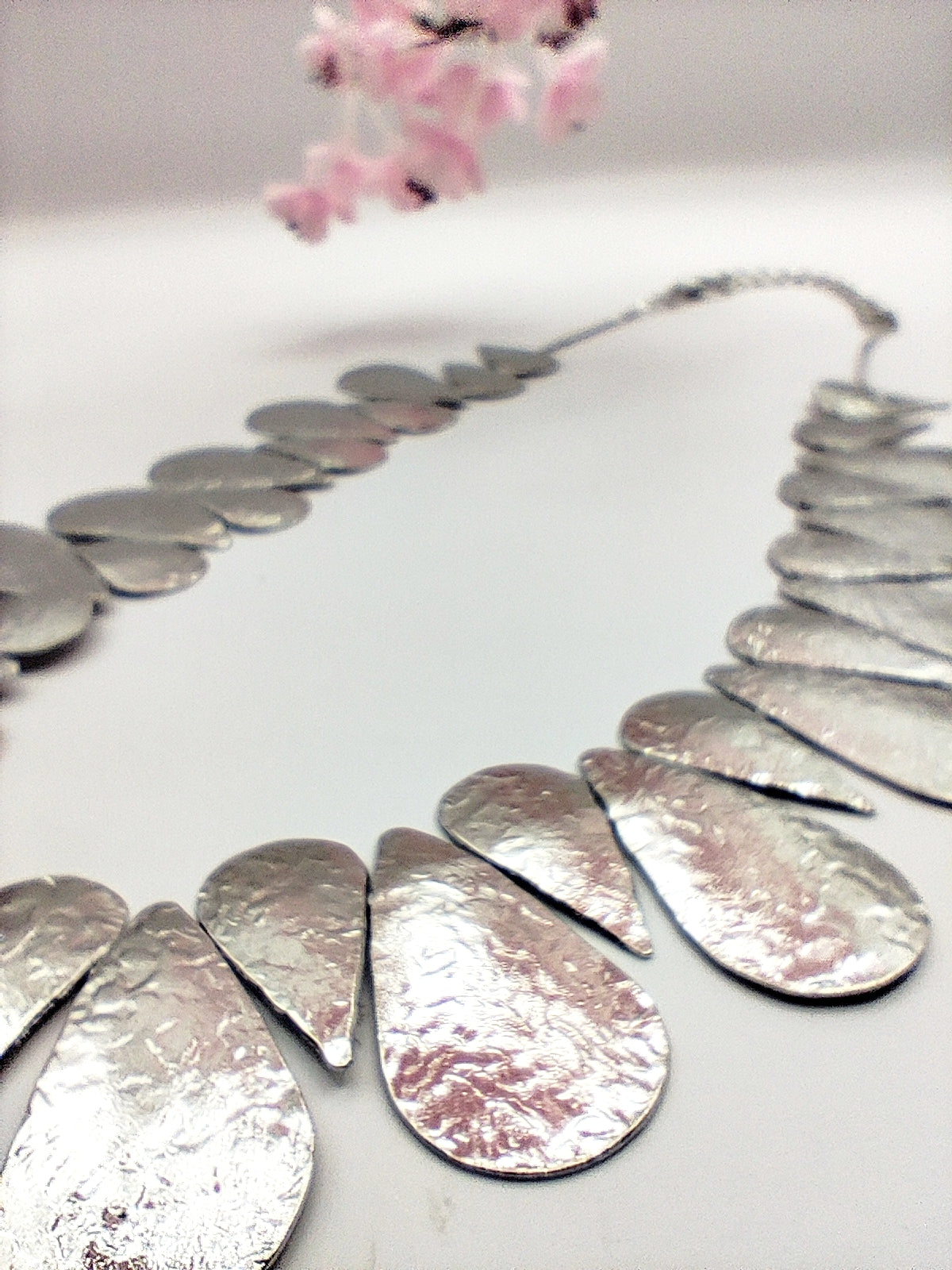 Iphigenia necklace, hammered teardrop design, Greek hammered jewelry, available in 18K gold plated, silver plated, or rose gold plated