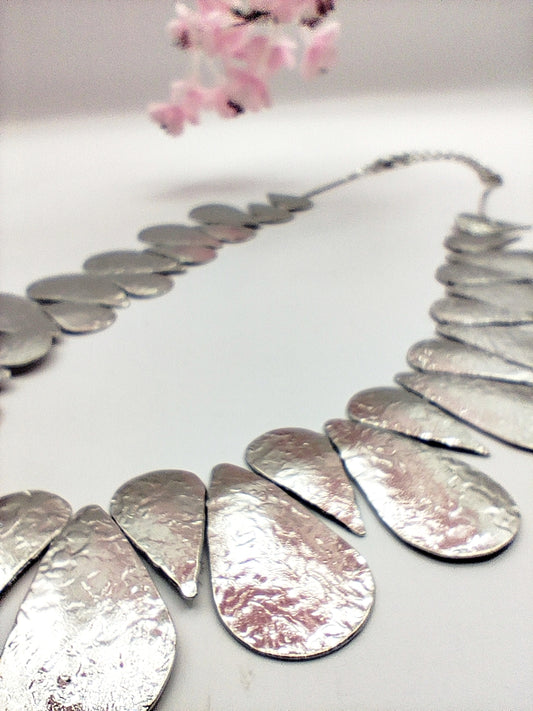 Iphigenia necklace, hammered teardrop design, Greek hammered jewelry, available in 18K gold plated, silver plated, or rose gold plated