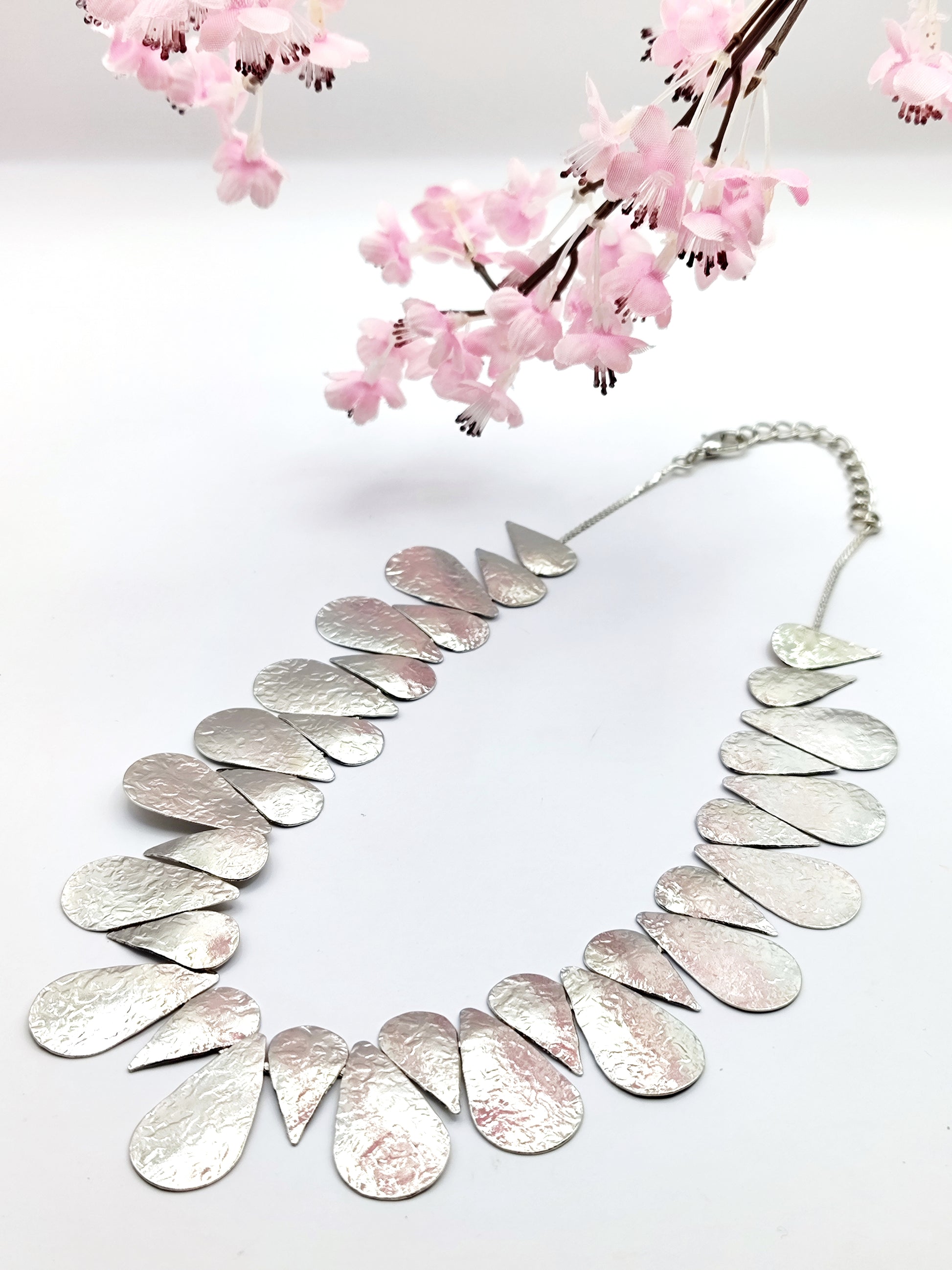 Iphigenia necklace, hammered teardrop design, Greek hammered jewelry, available in 18K gold plated, silver plated, or rose gold plated