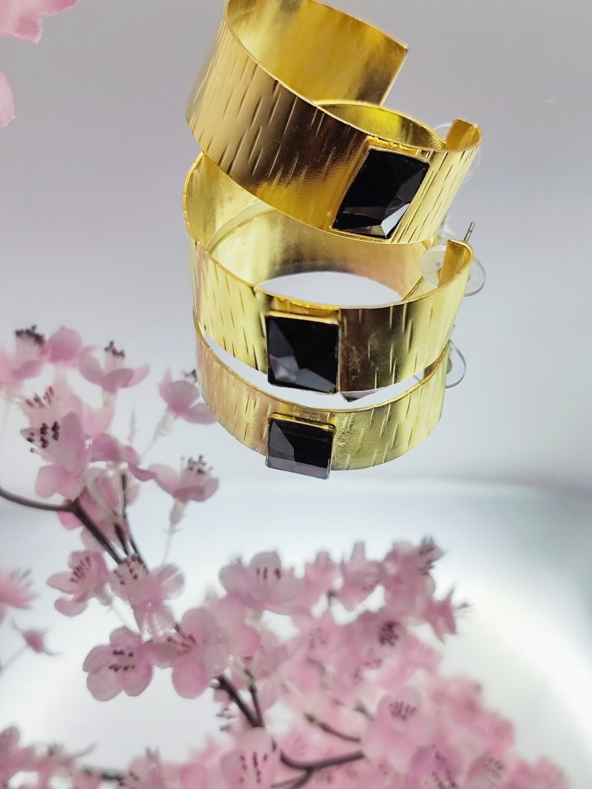 Ionio earrings – Greek hammered jewelry in 18K gold plated, 18K silver plated, and rose gold plated. Handcrafted elongated straight hammered design inspired by Ionian elegance.