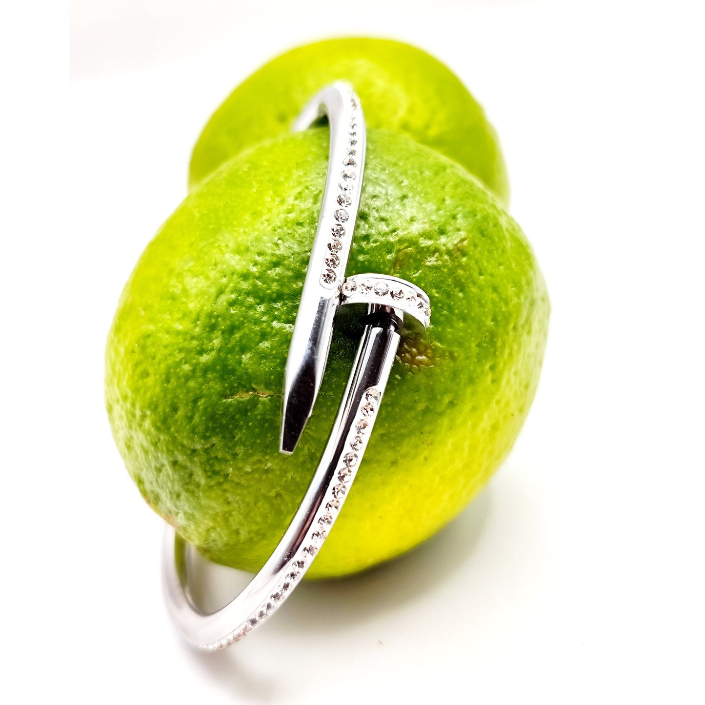 Unisex stainless steel nail design bracelet with crystals in gold, silver, rose gold – CF fashion