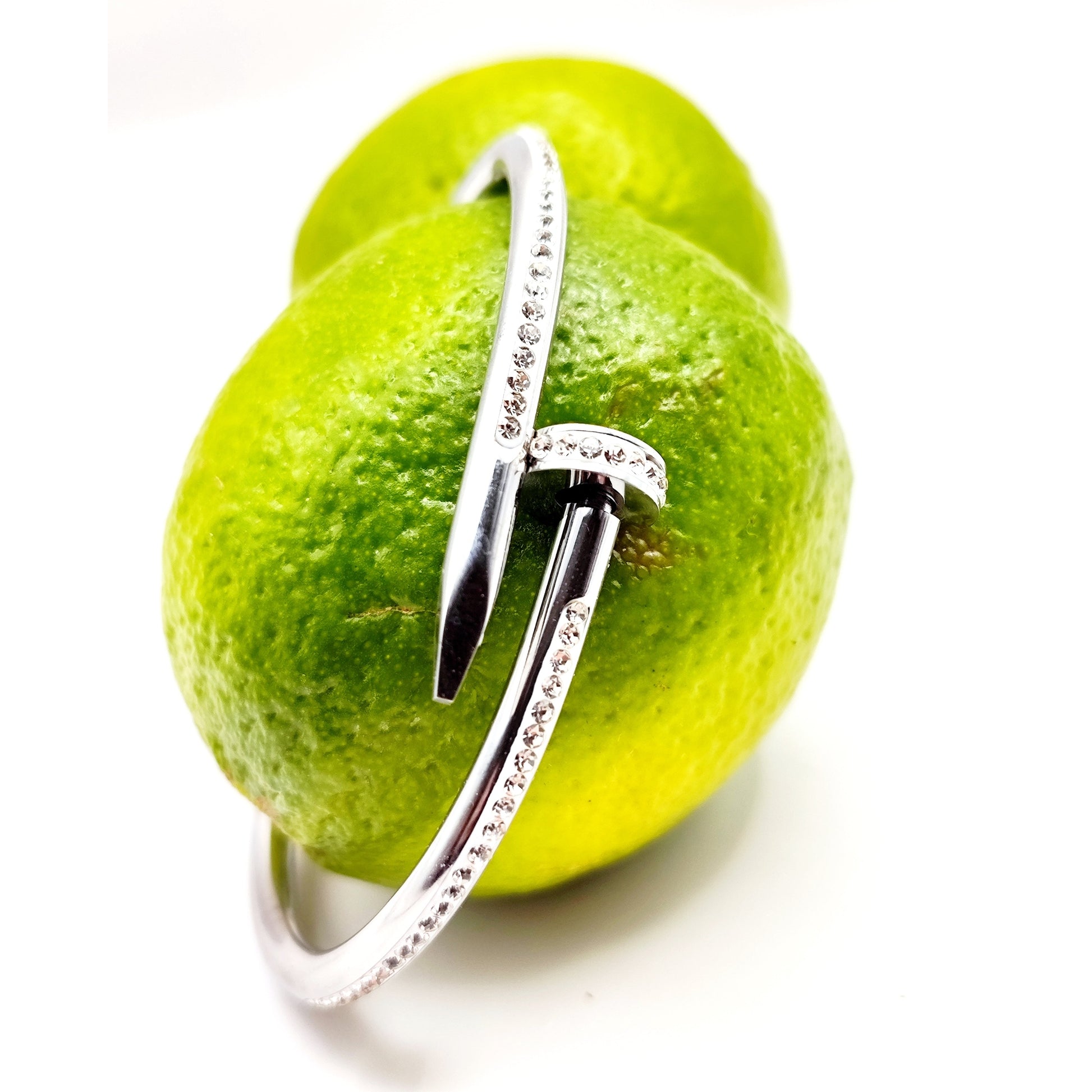 Unisex stainless steel nail design bracelet with crystals in gold, silver, rose gold – CF fashion