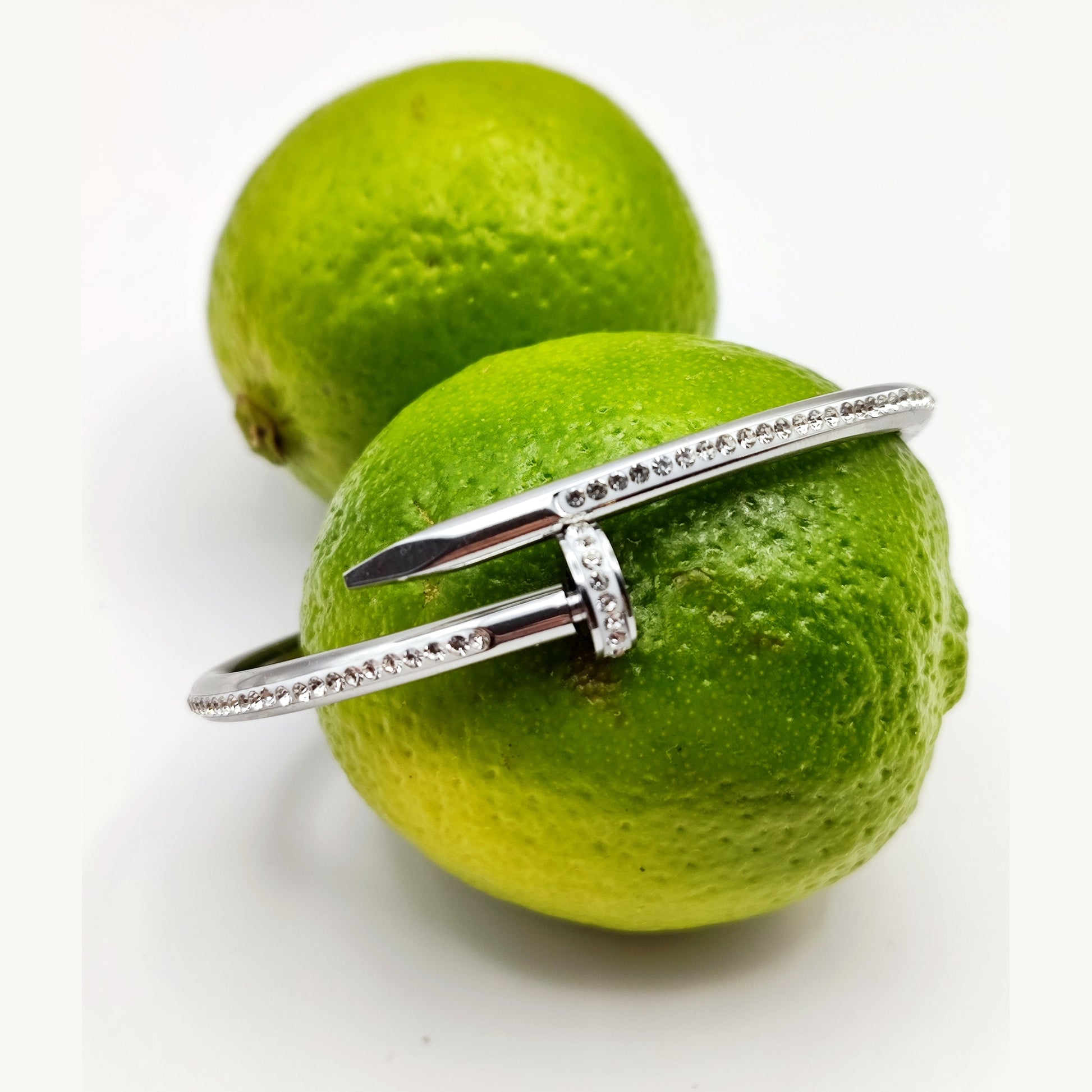 Unisex stainless steel nail design bracelet with crystals in gold, silver, rose gold – CF fashion