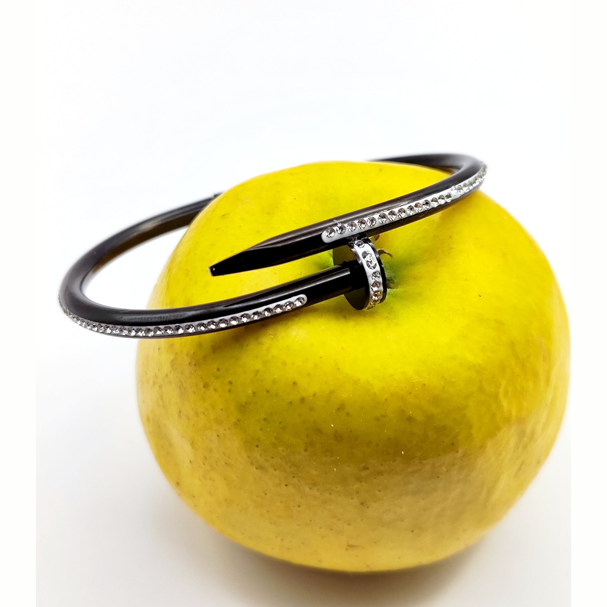 Unisex stainless steel nail design bracelet with crystals in gold, silver, rose gold – CF fashion