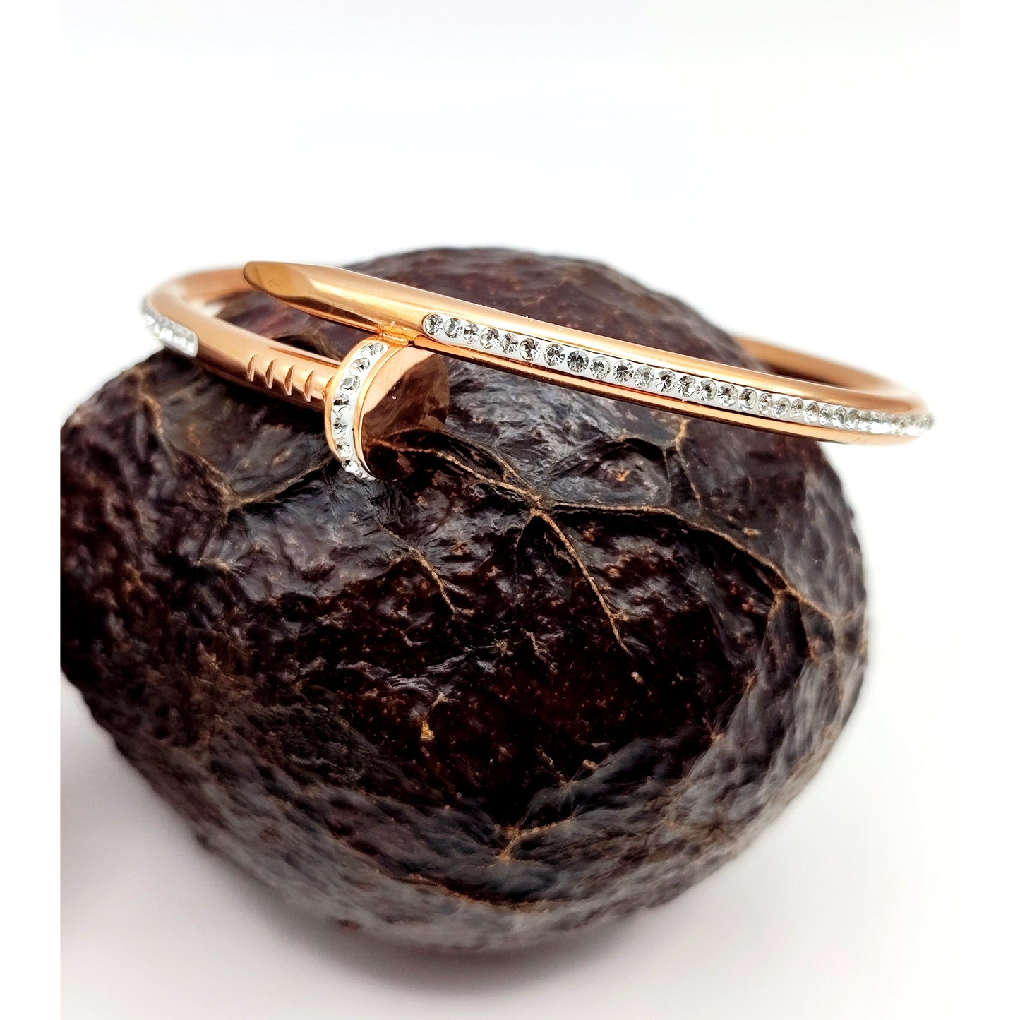 Unisex stainless steel nail design bracelet with crystals in gold, silver, rose gold – CF fashion