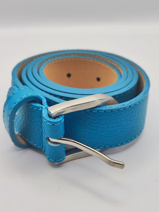 Premium leather belt with silver buckle