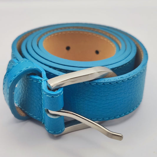 Premium leather belt with silver buckle