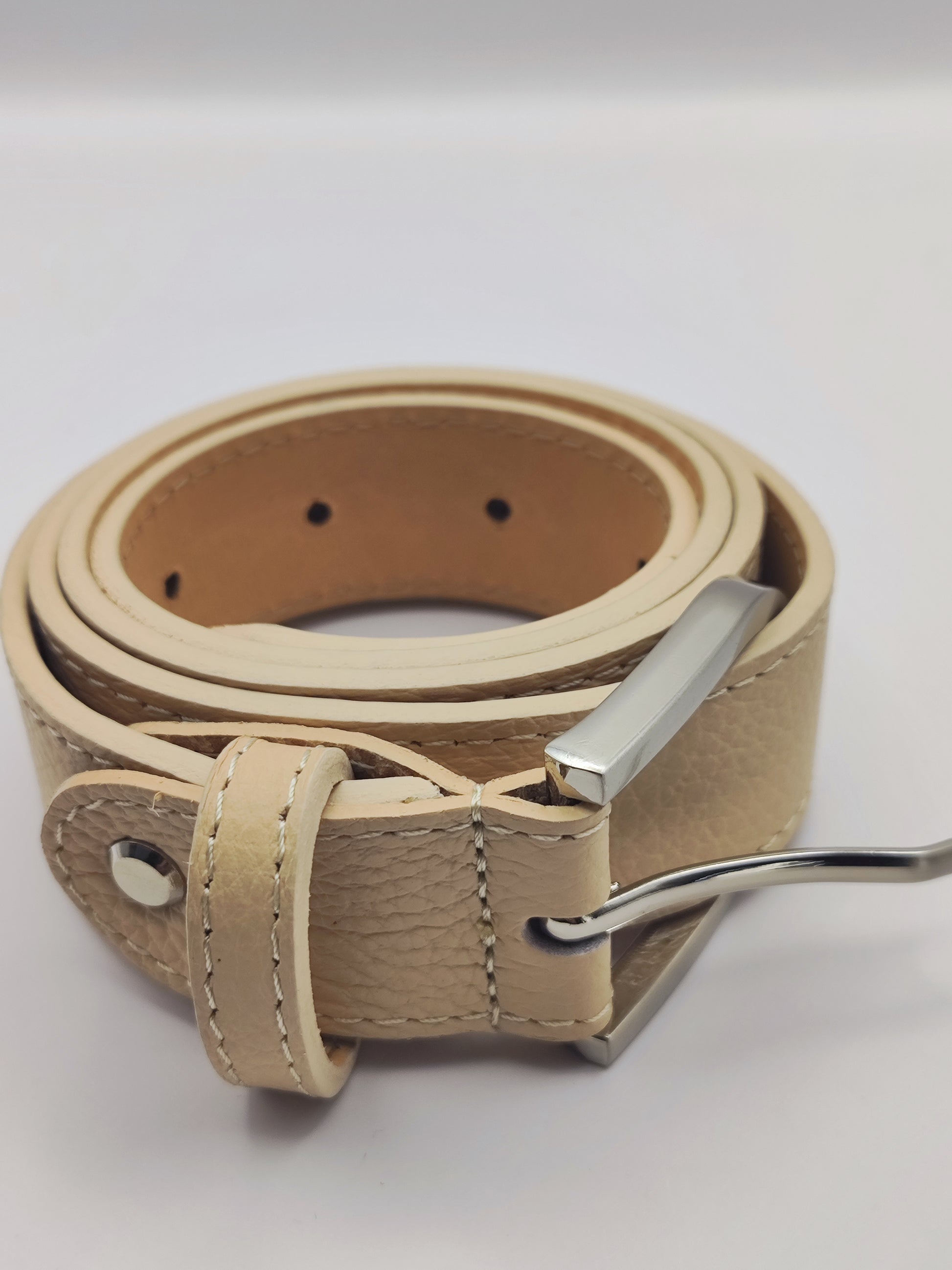Premium leather belt with silver buckle