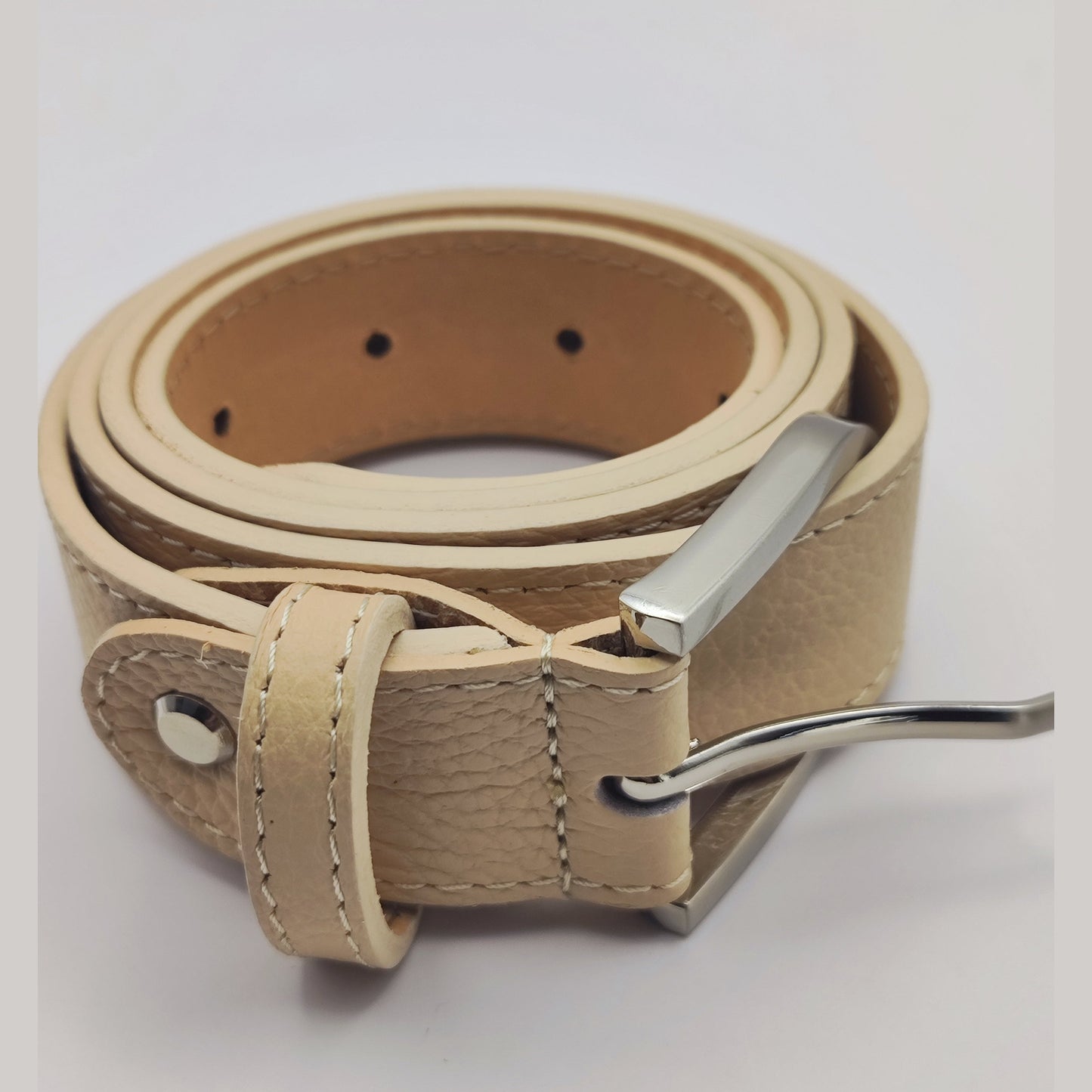 Premium leather belt with silver buckle