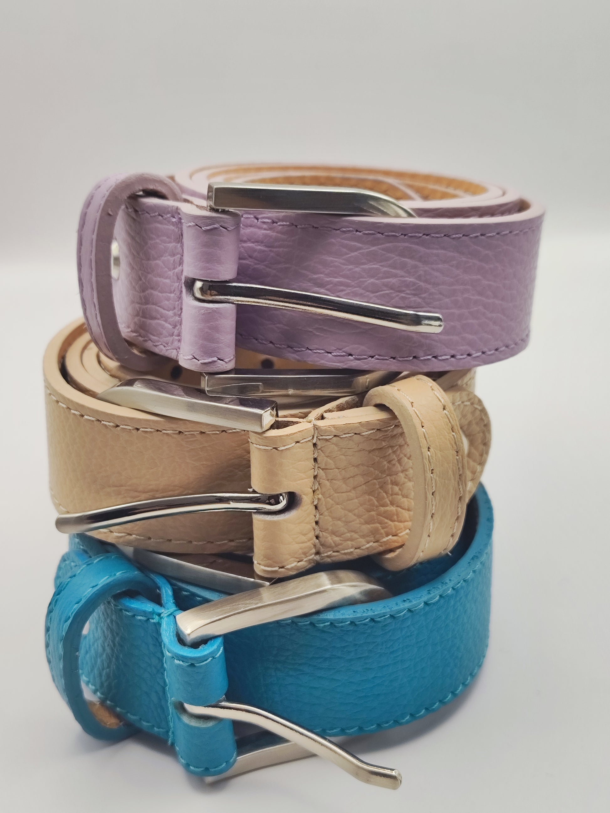 Premium leather belt with silver buckle