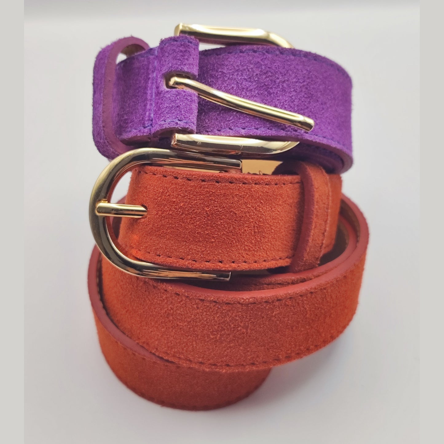 Premium brown suede leather belt with matte finish – unisex fashion accessory