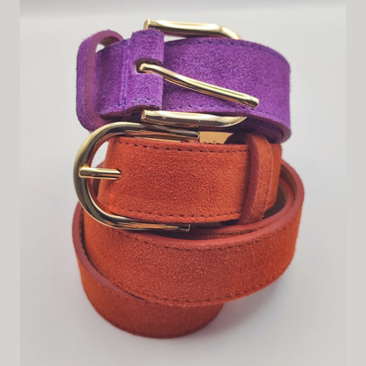 Premium brown suede leather belt with matte finish – unisex fashion accessory