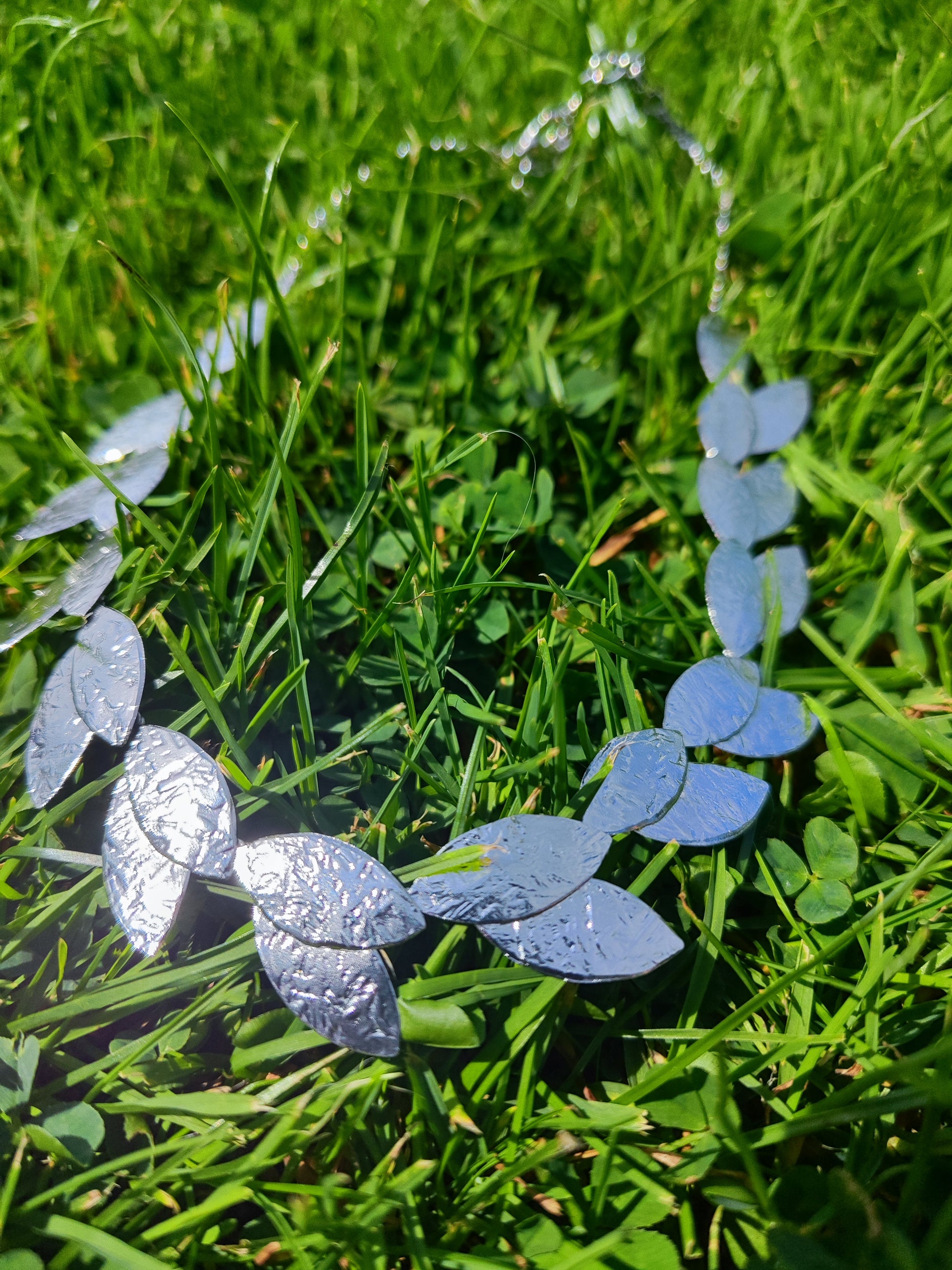 Daphne necklace Greek hammered jewelry 18K gold or silver plated leaf design