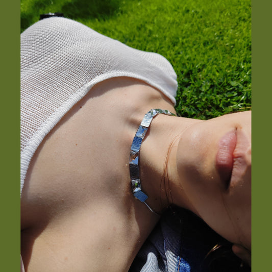 Ariadne necklace Greek hammered jewelry 18K gold or silver plated with crystal