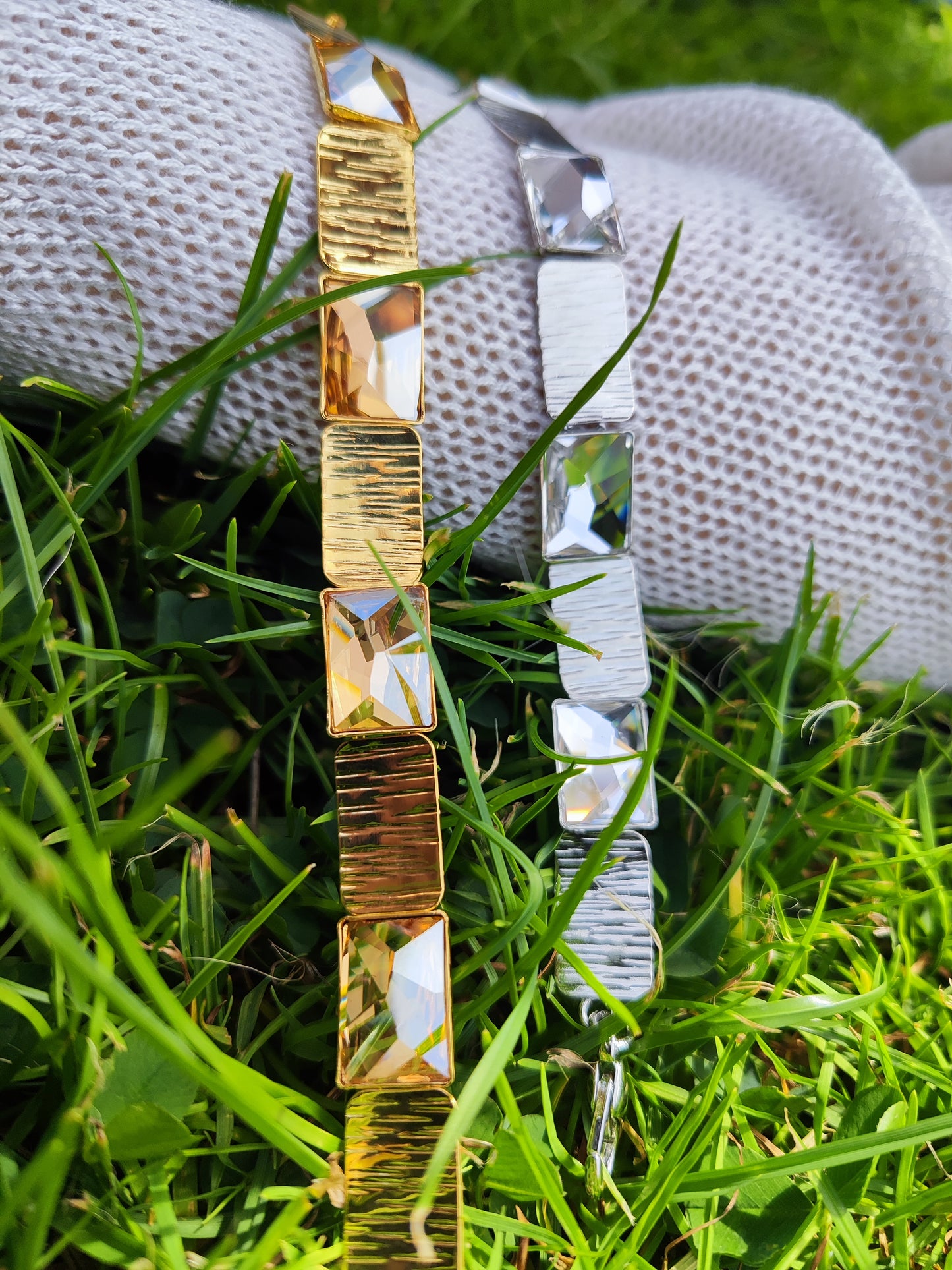 Crete bracelet Greek hammered jewelry 18K gold or silver plated with crystal