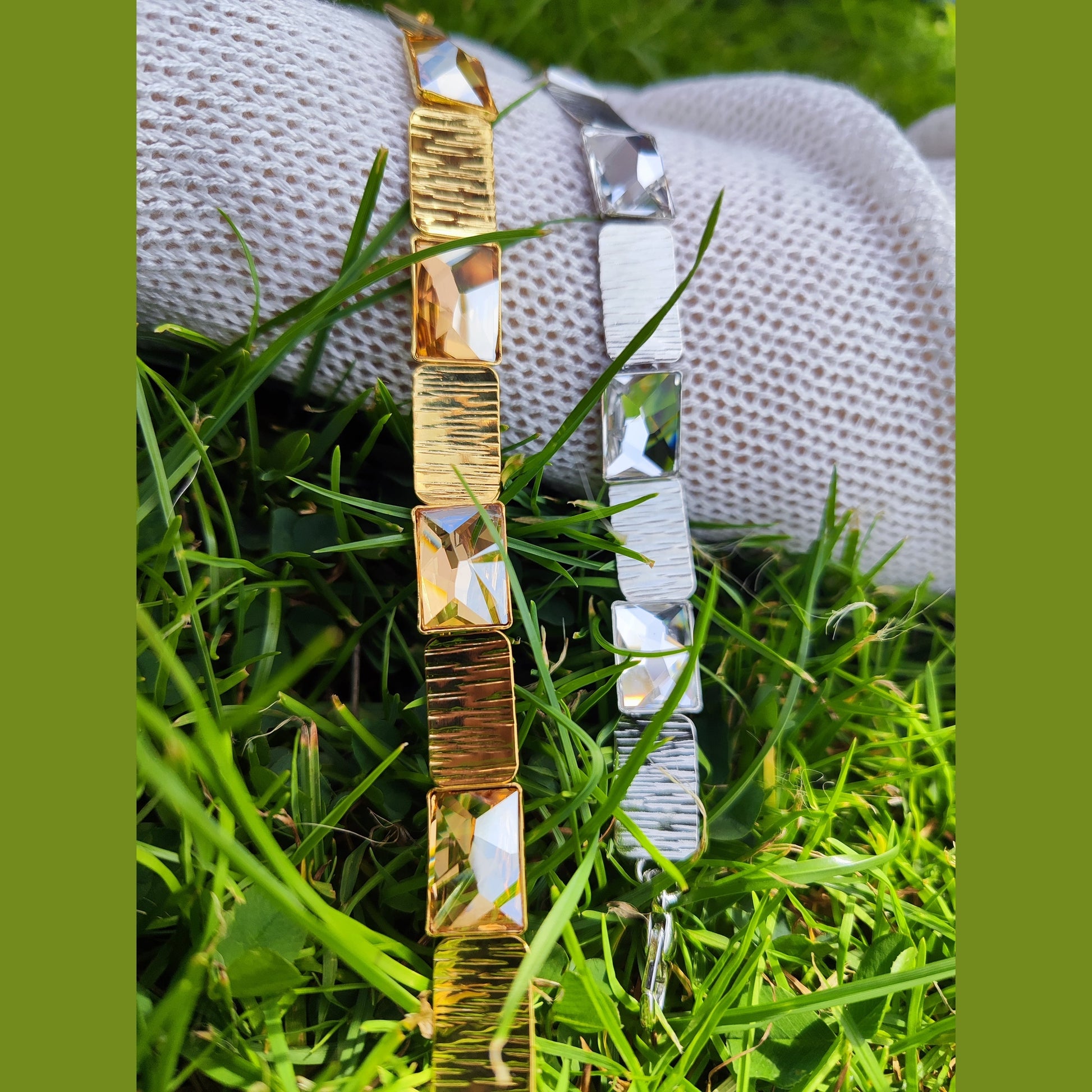 Crete bracelet Greek hammered jewelry 18K gold or silver plated with crystal