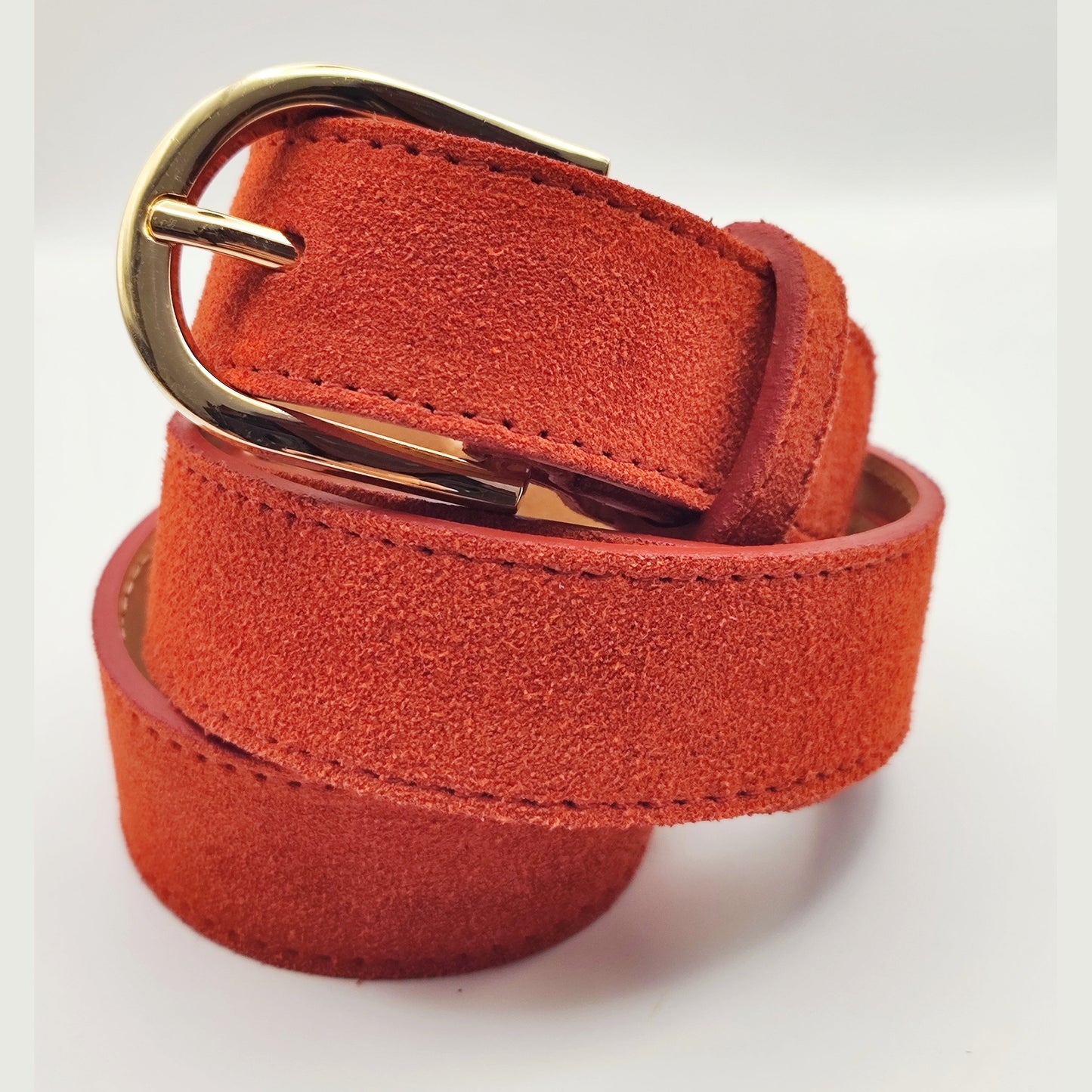 Premium brown suede leather belt with matte finish – unisex fashion accessory