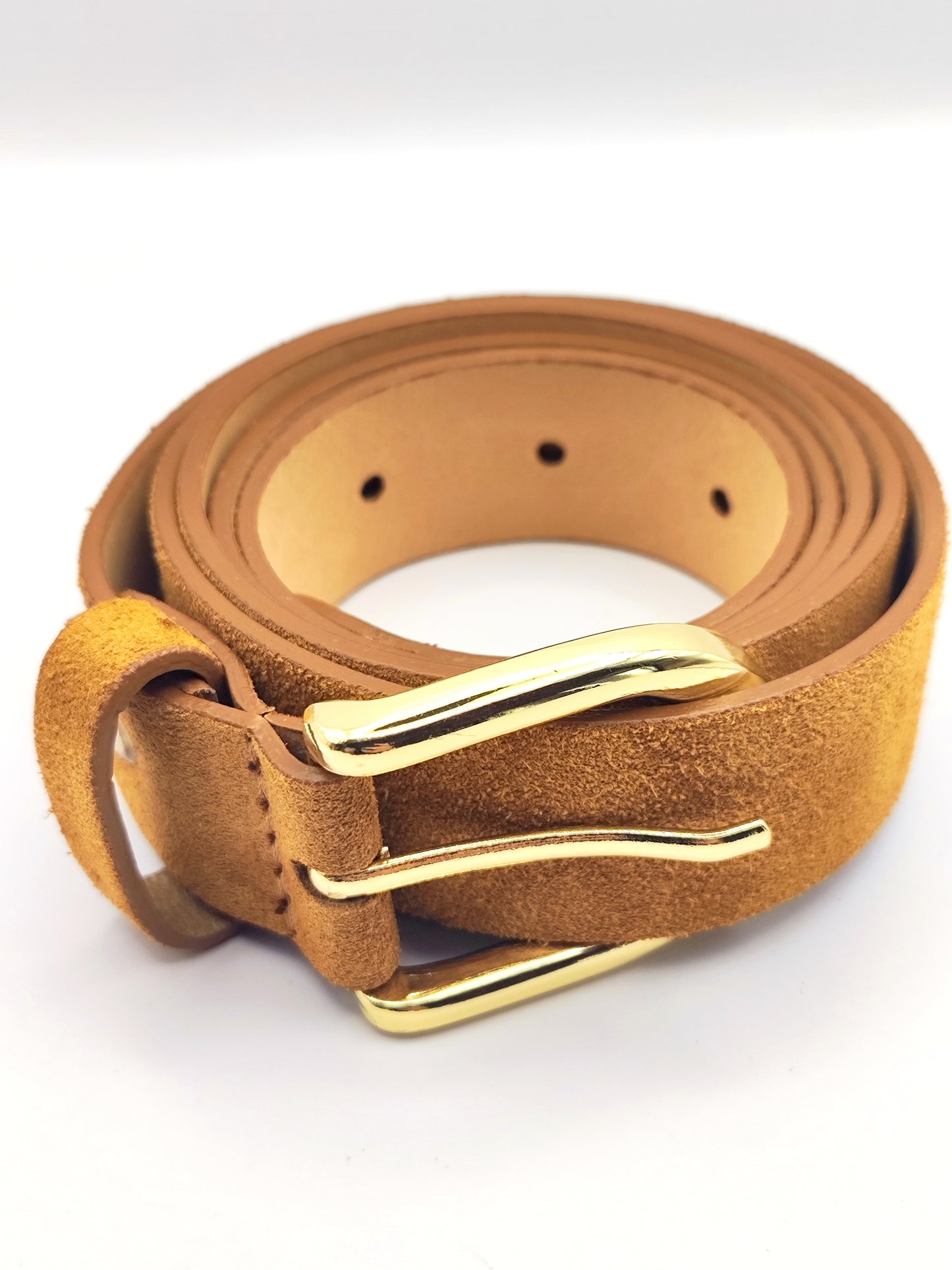 Premium brown suede leather belt with matte finish – unisex fashion accessory
