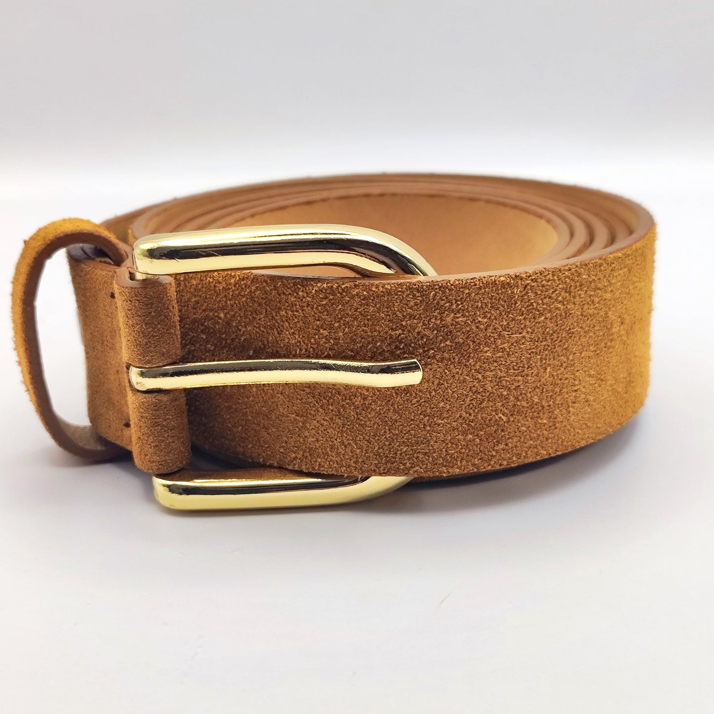 Premium brown suede leather belt with matte finish – unisex fashion accessory