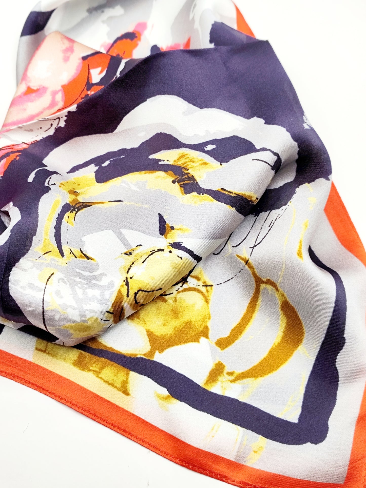Picasso luxury silk square scarf 55x55 – abstract floral design – CF fashion