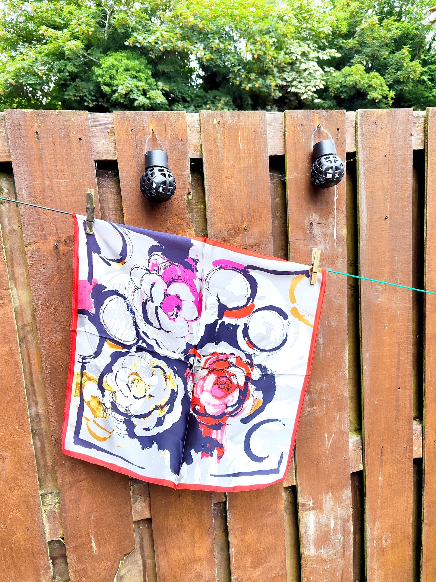 Picasso luxury silk square scarf 55x55 – abstract floral design – CF fashion