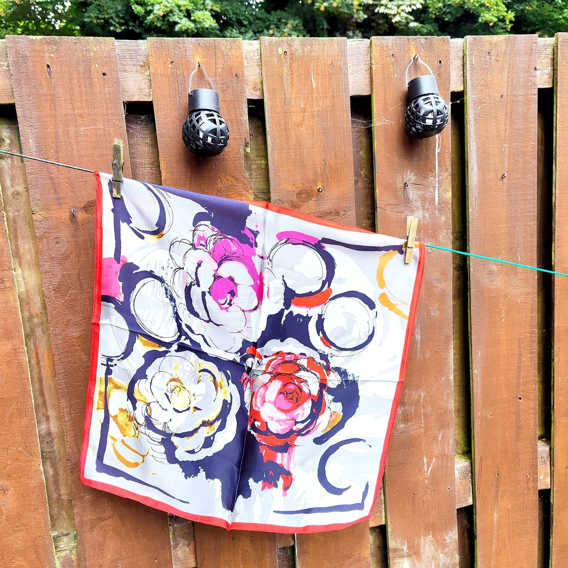 Picasso luxury silk square scarf 55x55 – abstract floral design – CF fashion