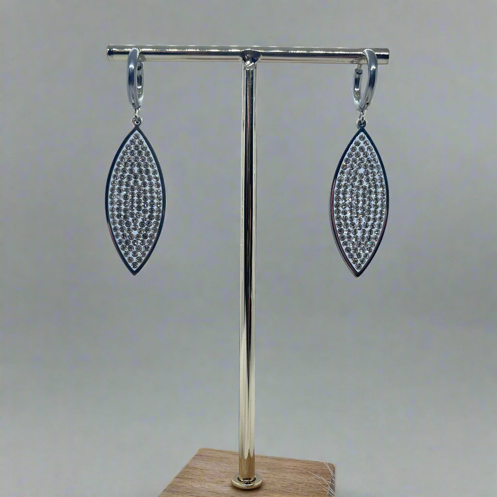 Crystal Marquise Stainless Steel Dangle Earrings