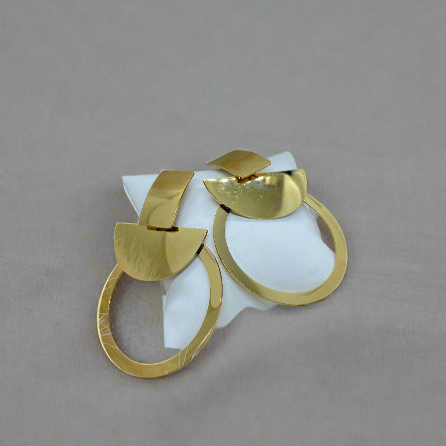 Sculptural Gold Stainless Steel Statement Earrings