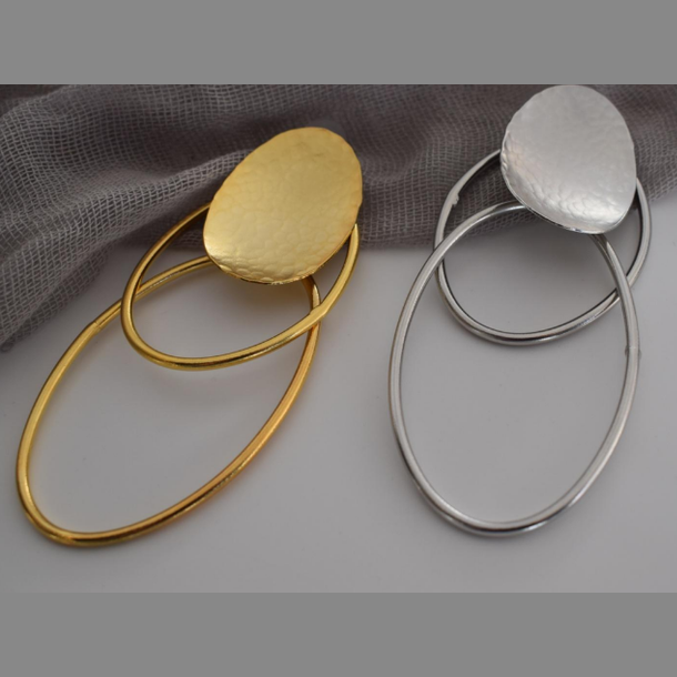 Gaia earrings – Greek hammered jewelry – 18K gold, silver or rose gold plated – double hoop statement design