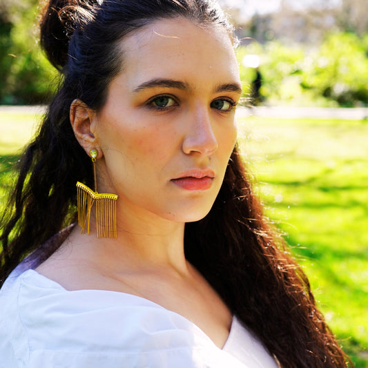 Elegant Fringe Drop Stainless Steel Earrings – Graceful Movement & Style