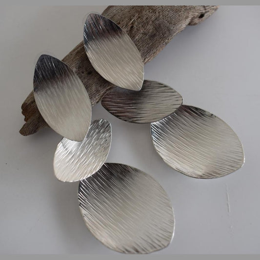 Nausicaa2 earrings in handmade Greek hammered jewelry design, available in gold plated and silver plated finishes.