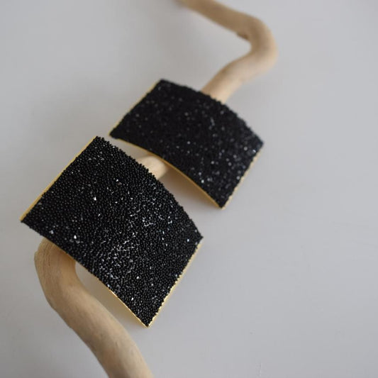 Thyra earrings in handmade Greek hammered jewelry design with fine crystals, available in gold plated and silver plated finishes.