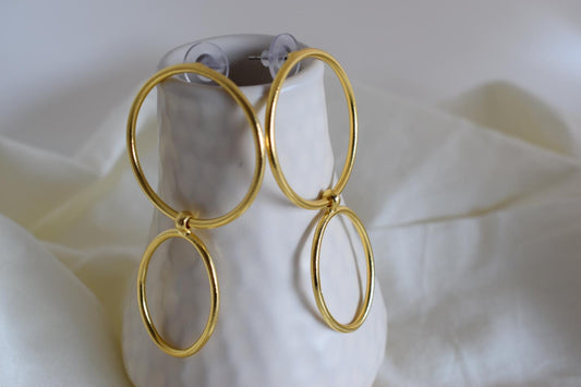 Delphi5 earrings in handmade Greek hammered jewelry design, available in gold plated and silver plated finishes.