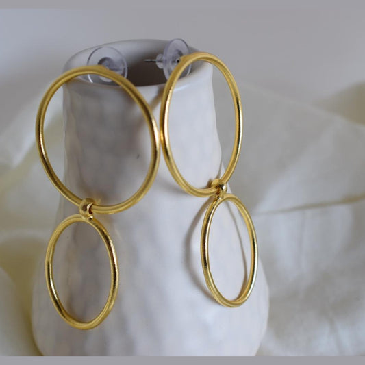 Delphi5 earrings in handmade Greek hammered jewelry design, available in gold plated and silver plated finishes.