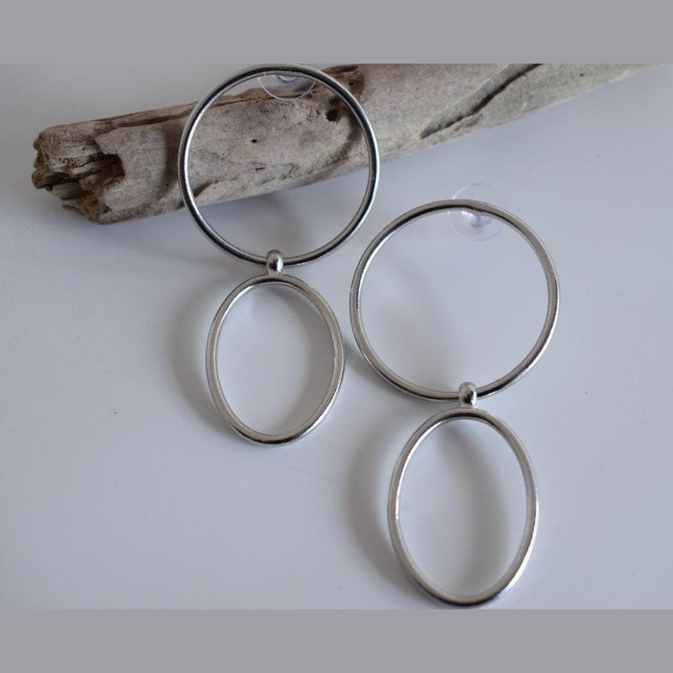 Delphi5 earrings in handmade Greek hammered jewelry design, available in gold plated and silver plated finishes.