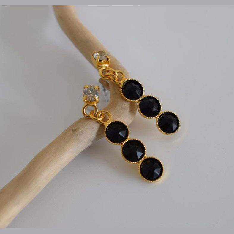Epidavros2 Earrings – Handmade Greek Hammered Jewelry – 18K Gold or Silver Plated – with Fine Crystals