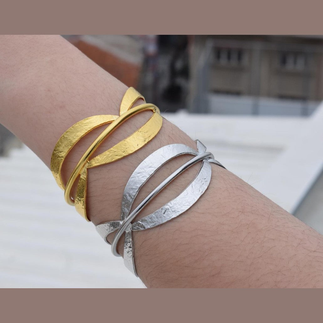 Galaxia bracelet – Greek hammered jewelry – 18K gold or silver plated, also available in rose gold