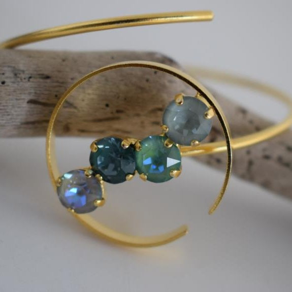 Asteria bracelet with crystal – Greek hammered jewelry available in 18K gold plated, 18K silver plated, and rose gold plated finishes.